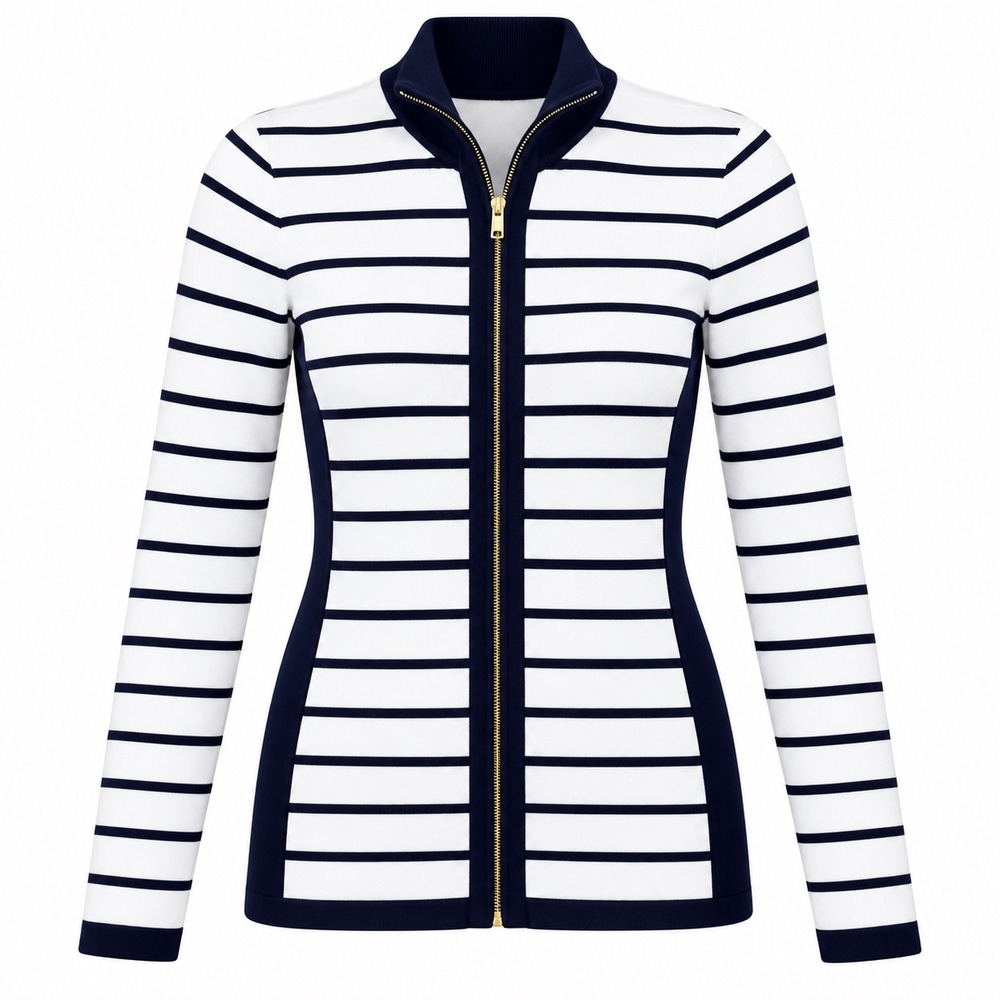Tommy Hilfiger Cardigan Sweater Size S White Navy Stripe Nautical Preppy Classic